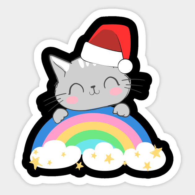 Christmas cat rainbow Sticker by Johnny_Sk3tch